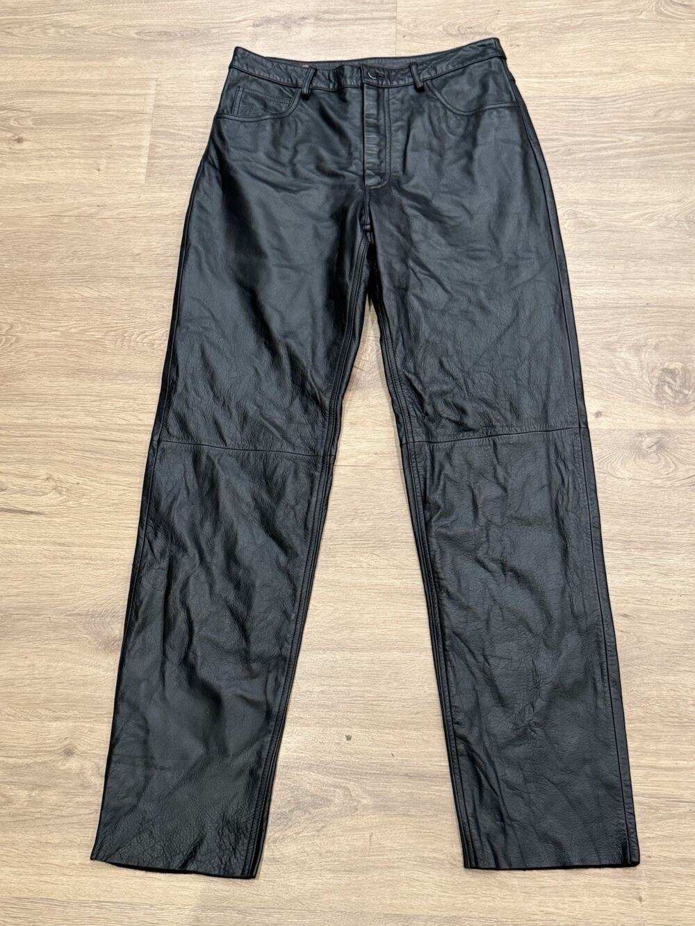 American Classics Colebrook Leather Pants Mens 33 Black Straight Motorcycle